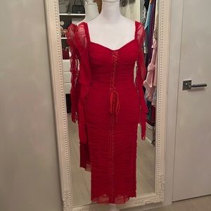 Dolce & Gabbana Lace Up Tulle Bustier Dress